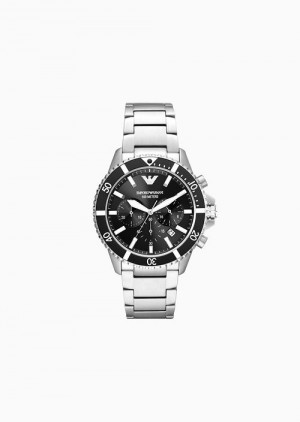 Silver Emporio Armani Chronograph Stainless Steel Watch | EA-SN59369