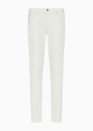 White Emporio Armani J06 Comfort Stretch-gabardine, Slim-fit Trousers | EA-SN57999